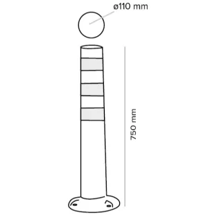 Słupek parkingowy blokujący U-12c | PCV, 75 cm, na stopie, elastyczny, uchylny, biało-czerwony